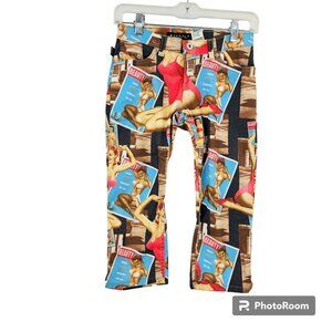 Buffalo Jeans y2k 2000s Pin-up Girl Magazine Printed Retro Cropped Denim Size 24
